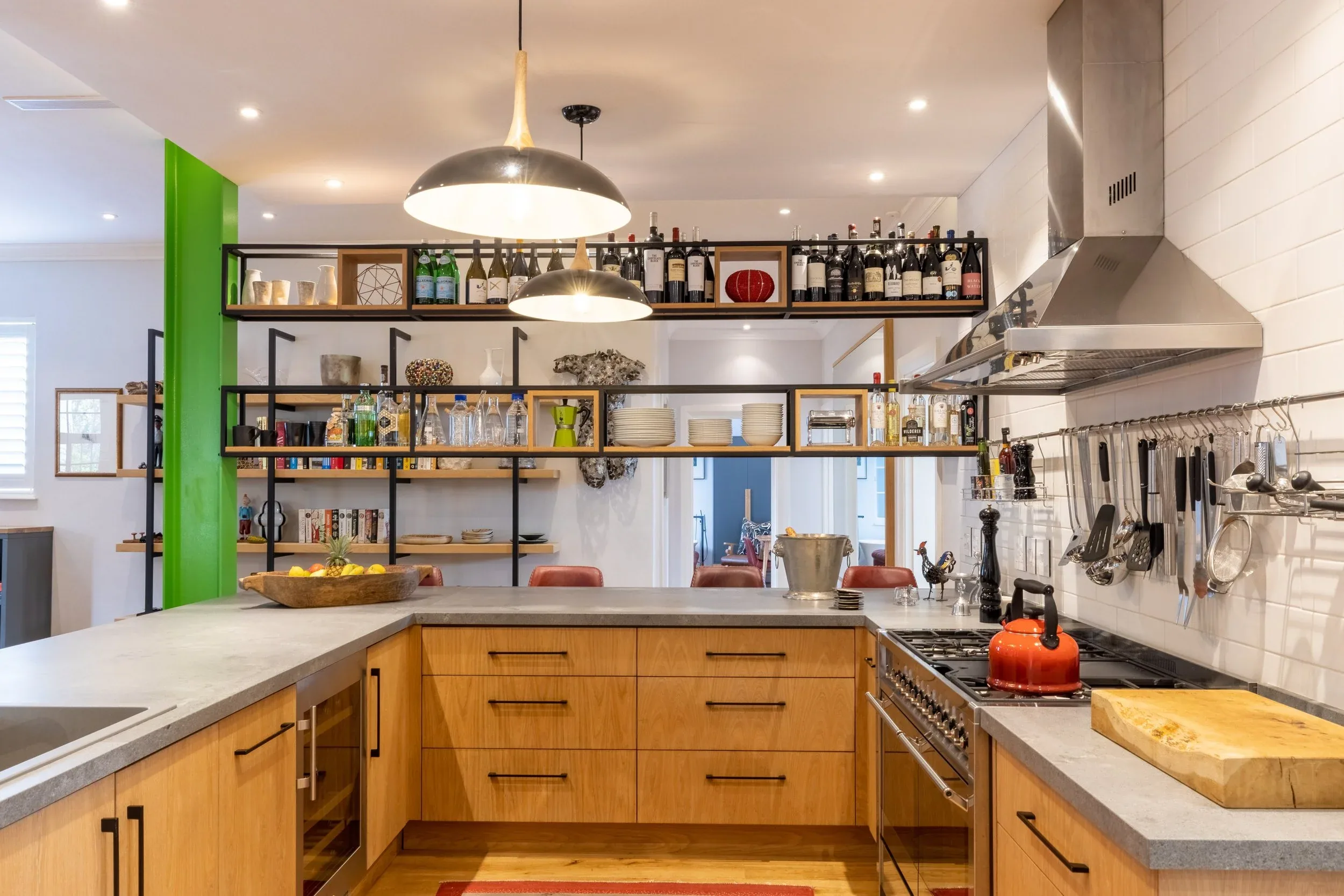 The kitchen and dining space at Rozenhof Villas