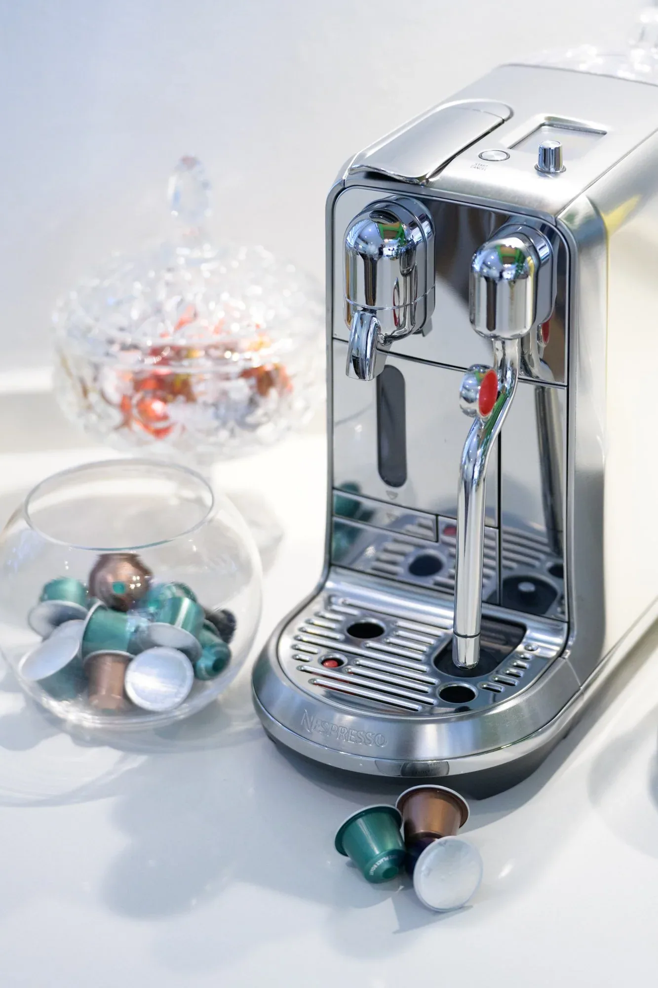 The coffee machine, set for the morning
