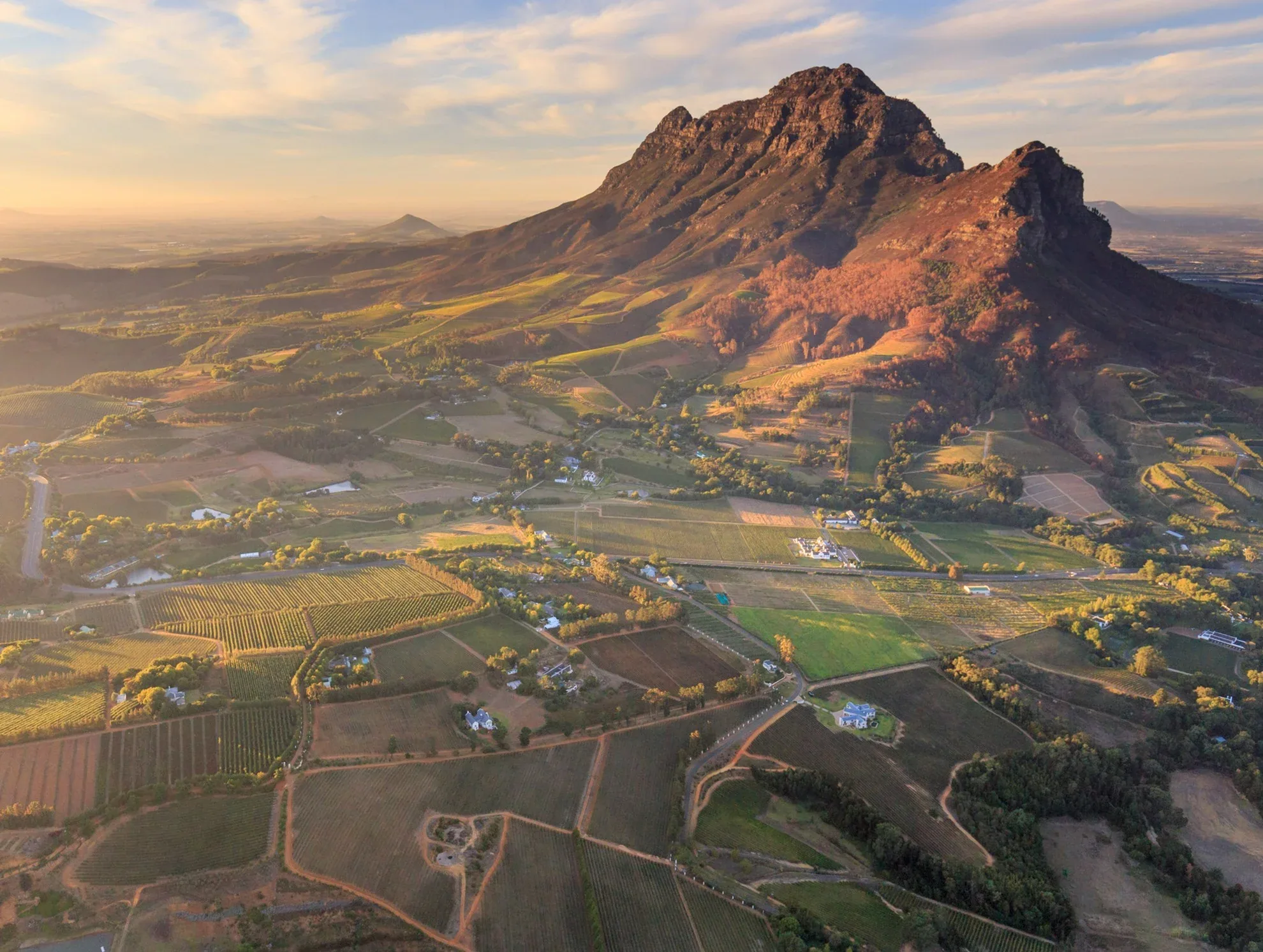 The Simonsberg above the vineyards of the Stellenbosch wine route